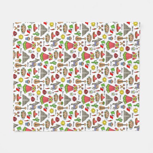 Symbol-Muster Mexikos | Fleecedecke (Vorderseite (Horizontal))