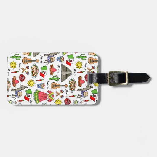 Symbol-Muster Mexikos | Gepäckanhänger (Vorderseite horizontal)