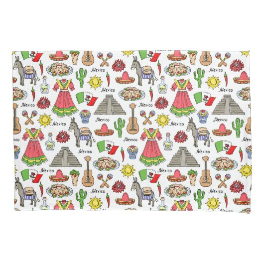 Symbol-Muster Mexikos | Kissenbezug (Vorderseite-Links)