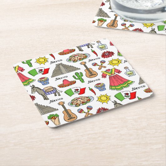 Symbol-Muster Mexikos | Rechteckiger Pappuntersetzer (angewinkelt)