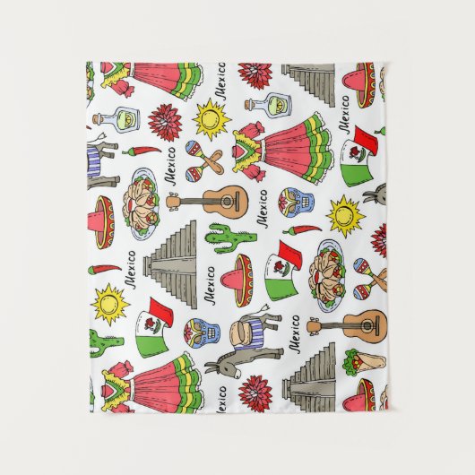Symbol-Muster Mexikos | Wandteppich (Vorderseite)
