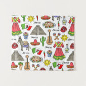 Symbol-Muster Mexikos | Wandteppich (Vorderseite (Horizontal))