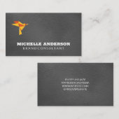 Symbol Origami Bird | Elegant Leather Visitenkarte (Vorne/Hinten)