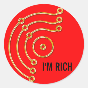 Symbol RUNA/GOLD, bin ich REICHES rotes Licht Runder Aufkleber