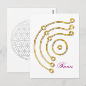 Symbol RUNA / GOLD, Runa Postkarte (Vorne/Hinten)