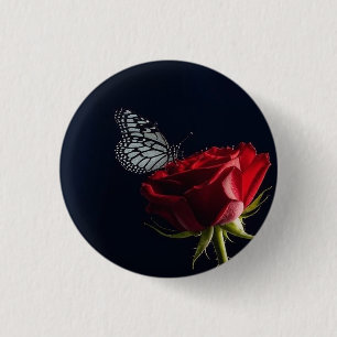 Symbol: Schmetterling auf einer Rose Button