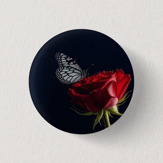 Symbol: Schmetterling auf einer Rose Button (Vorderseite)