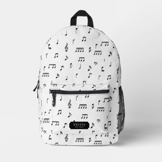 Symbol-Schriftart für schwarze und weiße Noten Bedruckter Rucksack (Vorderseite)