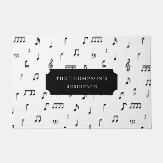 Symbol-Schriftart für schwarze und weiße Noten Fußmatte (Vorderseite)