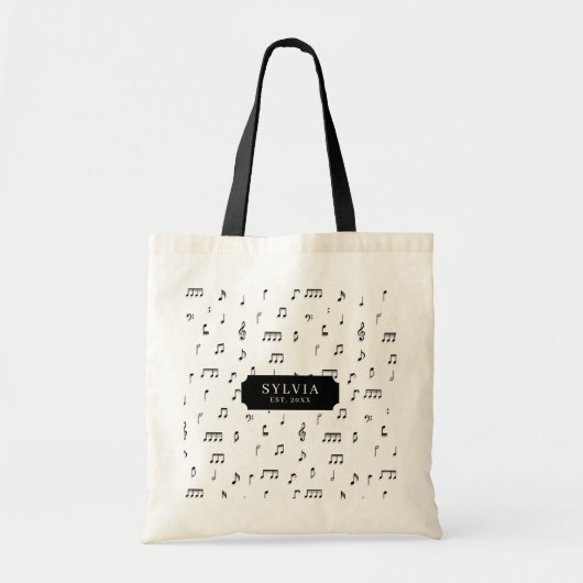 Symbol-Schriftart für schwarze und weiße Noten Tragetasche (Vorne)