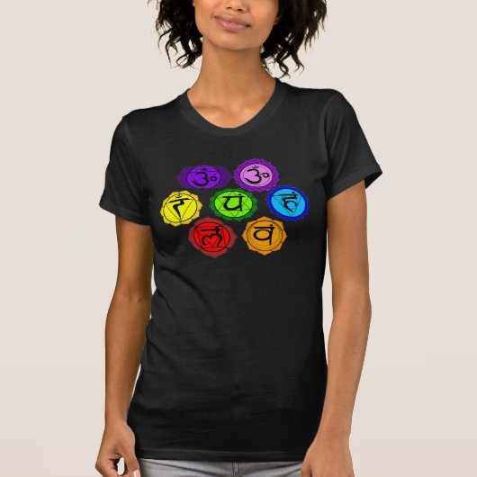 SYMBOL-SCHWARZES T-SHIRT DES YOGA-REIKI SIEBEN (Vorderseite)