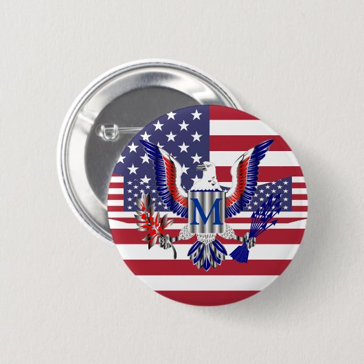Symbol und Flagge des amerikanischen Adlers Button (Vorne & Hinten)