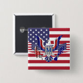 Symbol und Flagge des amerikanischen Adlers Button (Vorne & Hinten)