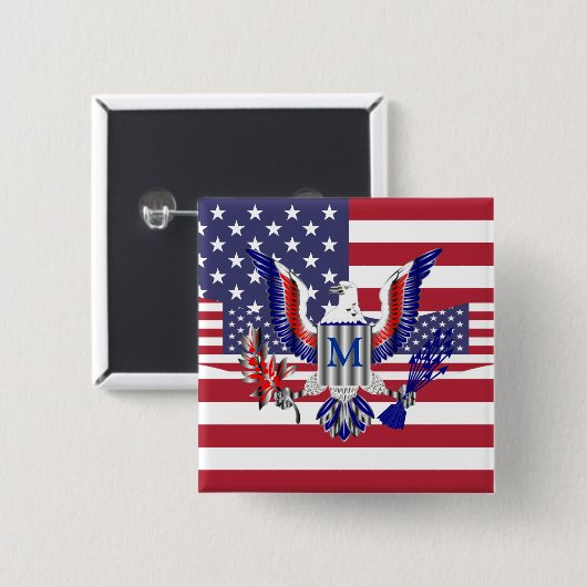 Symbol und Flagge des amerikanischen Adlers Button (Vorne & Hinten)