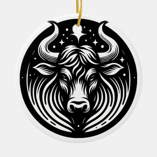 Symbol und Merkmale des Horoskop-Taurus Keramik Ornament (Vorne)