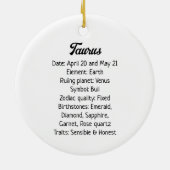 Symbol und Merkmale des Horoskop-Taurus Keramik Ornament (Hinten)