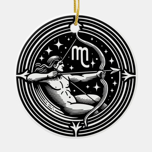 Symbol und Merkmale des Horoskops - Sagittarius Keramik Ornament (Vorne)