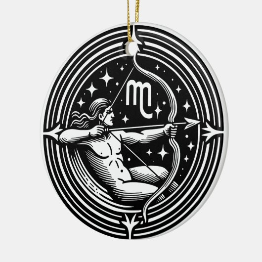 Symbol und Merkmale des Horoskops - Sagittarius Keramik Ornament (Links)