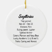 Symbol und Merkmale des Horoskops - Sagittarius Keramik Ornament (Hinten)