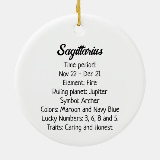 Symbol und Merkmale des Horoskops - Sagittarius Keramik Ornament (Hinten)