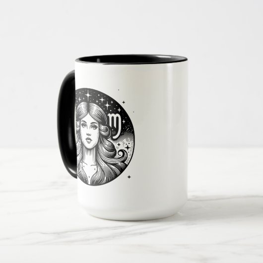 Symbol und Merkmale des Horoskops - Virgo Tasse (Vorderseite Links)