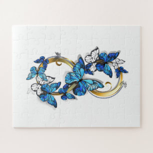 Symbol Unendlich von blauen Morpho-Schmetterlingen Puzzle