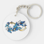 Symbol Unendlich von blauen Morpho-Schmetterlingen Schlüsselanhänger (Rückseite)