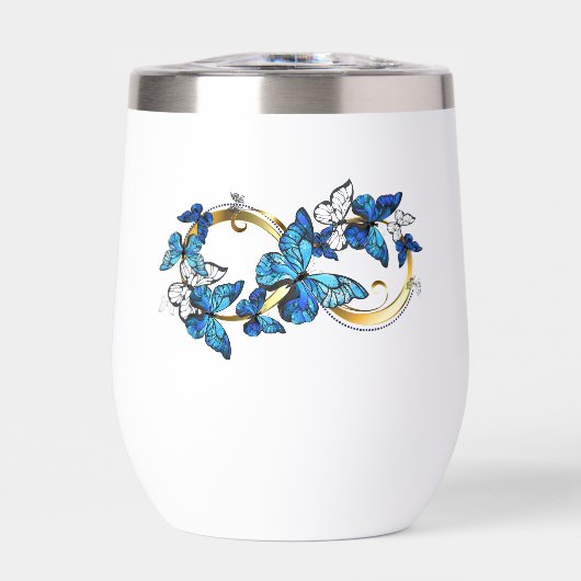 Symbol Unendlichkeit von blauen Morpho-Schmetterli (Vorderseite)