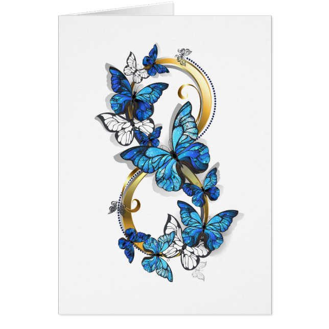 Symbol Unendlichkeit von blauen Morpho-Schmetterli (Vorne)