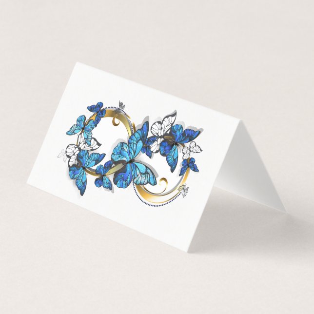 Symbol Unendlichkeit von blauen Morpho-Schmetterli (Vorderseite)