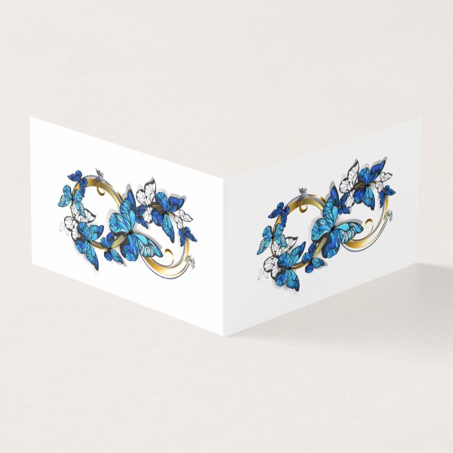 Symbol Unendlichkeit von blauen Morpho-Schmetterli (Vorderseite)