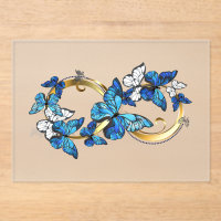 Symbol Unendlichkeit von blauen Morpho-Schmetterli