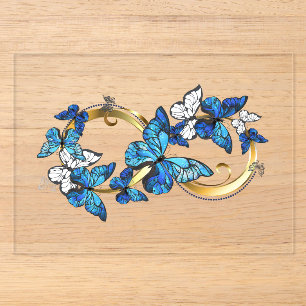 Symbol Unendlichkeit von blauen Morpho-Schmetterli Acryleinladungen