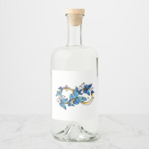 Symbol Unendlichkeit von blauen Morpho-Schmetterli Alkoholflaschenetikett