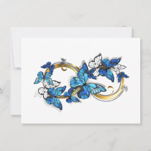 Symbol Unendlichkeit von blauen Morpho-Schmetterli Ankündigung