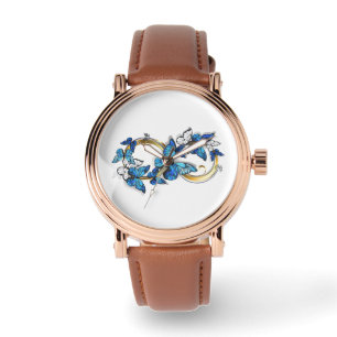Symbol Unendlichkeit von blauen Morpho-Schmetterli Armbanduhr