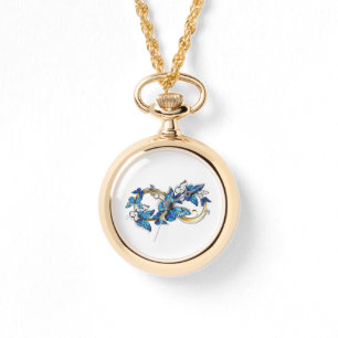 Symbol Unendlichkeit von blauen Morpho-Schmetterli Armbanduhr