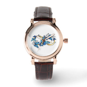 Symbol Unendlichkeit von blauen Morpho-Schmetterli Armbanduhr