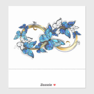 Symbol Unendlichkeit von blauen Morpho-Schmetterli Aufkleber