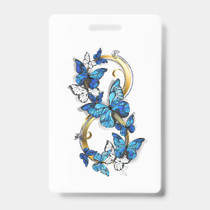 Symbol Unendlichkeit von blauen Morpho-Schmetterli Ausweis