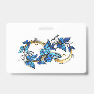 Symbol Unendlichkeit von blauen Morpho-Schmetterli Ausweis