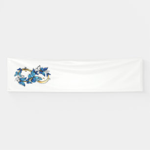 Symbol Unendlichkeit von blauen Morpho-Schmetterli Banner