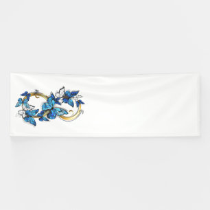 Symbol Unendlichkeit von blauen Morpho-Schmetterli Banner