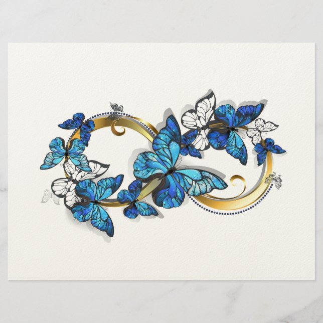 Symbol Unendlichkeit von blauen Morpho-Schmetterli Briefbogen (Vorderseite)