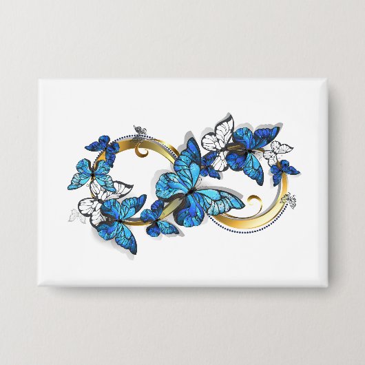 Symbol Unendlichkeit von blauen Morpho-Schmetterli Button (Vorderseite)