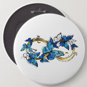 Symbol Unendlichkeit von blauen Morpho-Schmetterli Button (Vorne & Hinten)