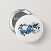 Symbol Unendlichkeit von blauen Morpho-Schmetterli Button (Vorne & Hinten)
