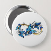 Symbol Unendlichkeit von blauen Morpho-Schmetterli Button (Vorne & Hinten)