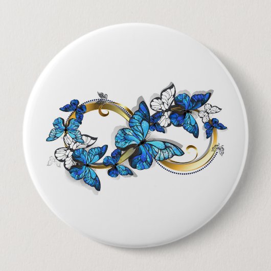 Symbol Unendlichkeit von blauen Morpho-Schmetterli Button (Vorderseite)