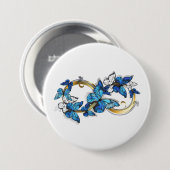 Symbol Unendlichkeit von blauen Morpho-Schmetterli Button (Vorne & Hinten)